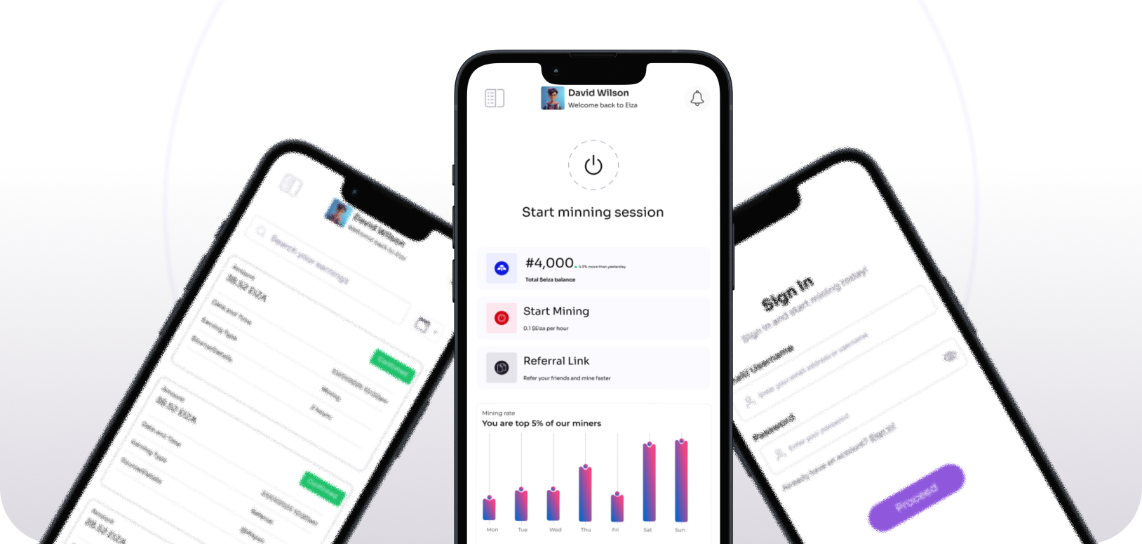 Eiza mobile app screens
